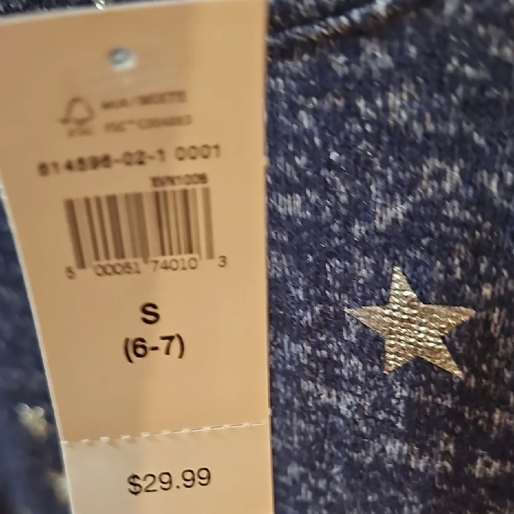 Gap Kids NWT Blue Star Patterned Soft Long Sleeve Tie Front Top Size Small 6/7
